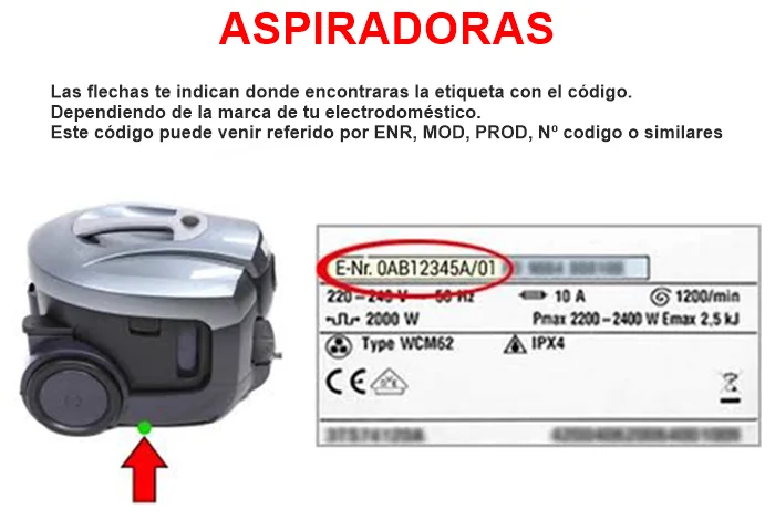 ETIQUETA para los DATOS de las ASPIRADORAS