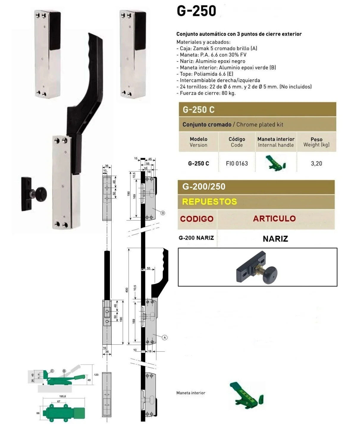 CIERRE CAMARA FRIGORIFICA G-250