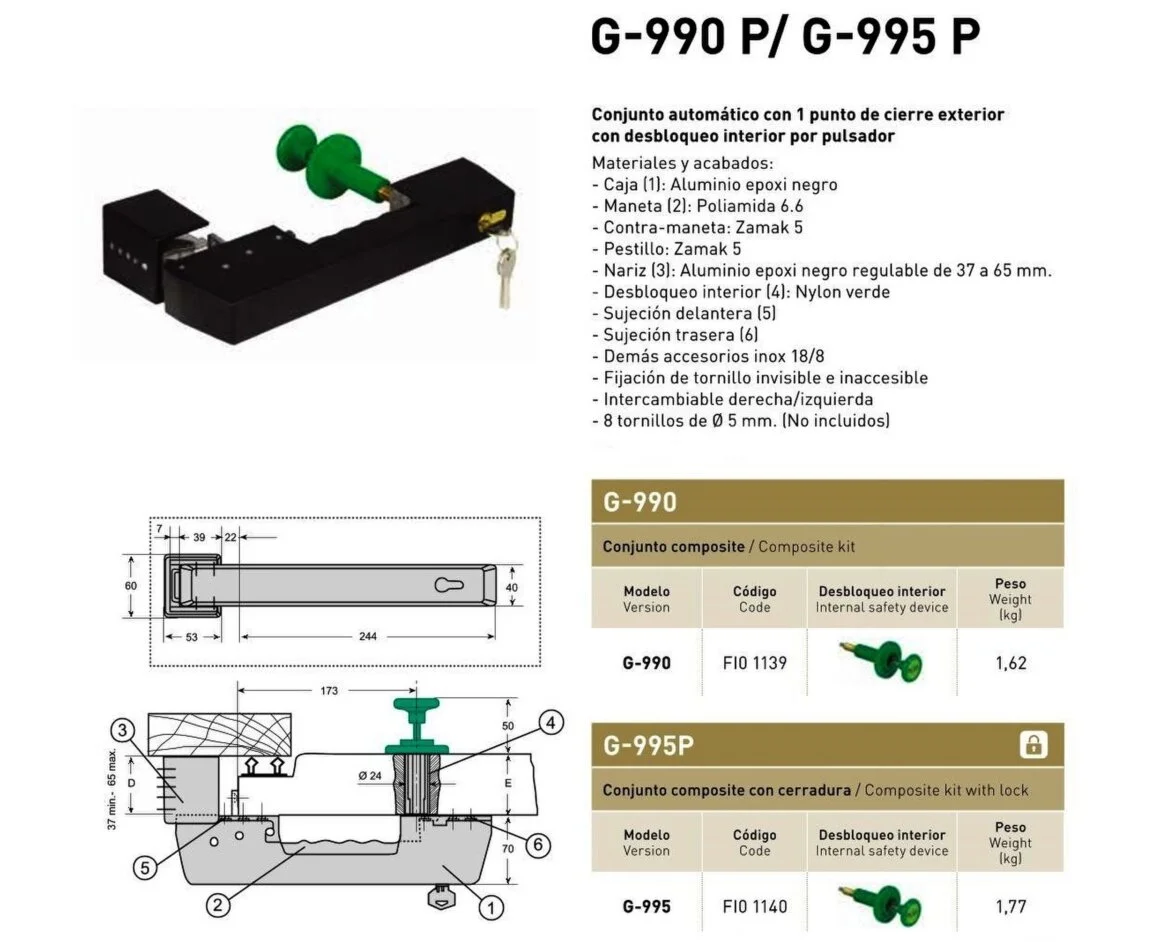 CIERRE CAMARA FRIGORIFICA G-990